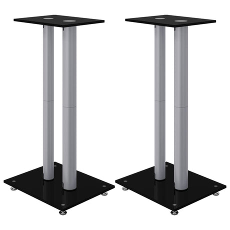 Vidaxl supports d'enceintes 2 pcs 2 piliers verre trempé noir argent