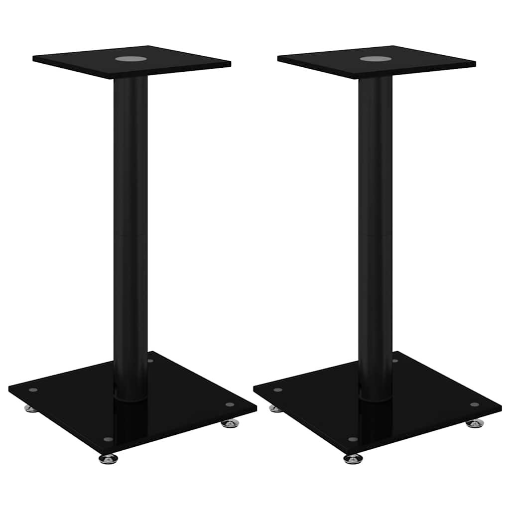 Vidaxl supports d'enceintes 2 pcs 1 pilier verre trempé noir