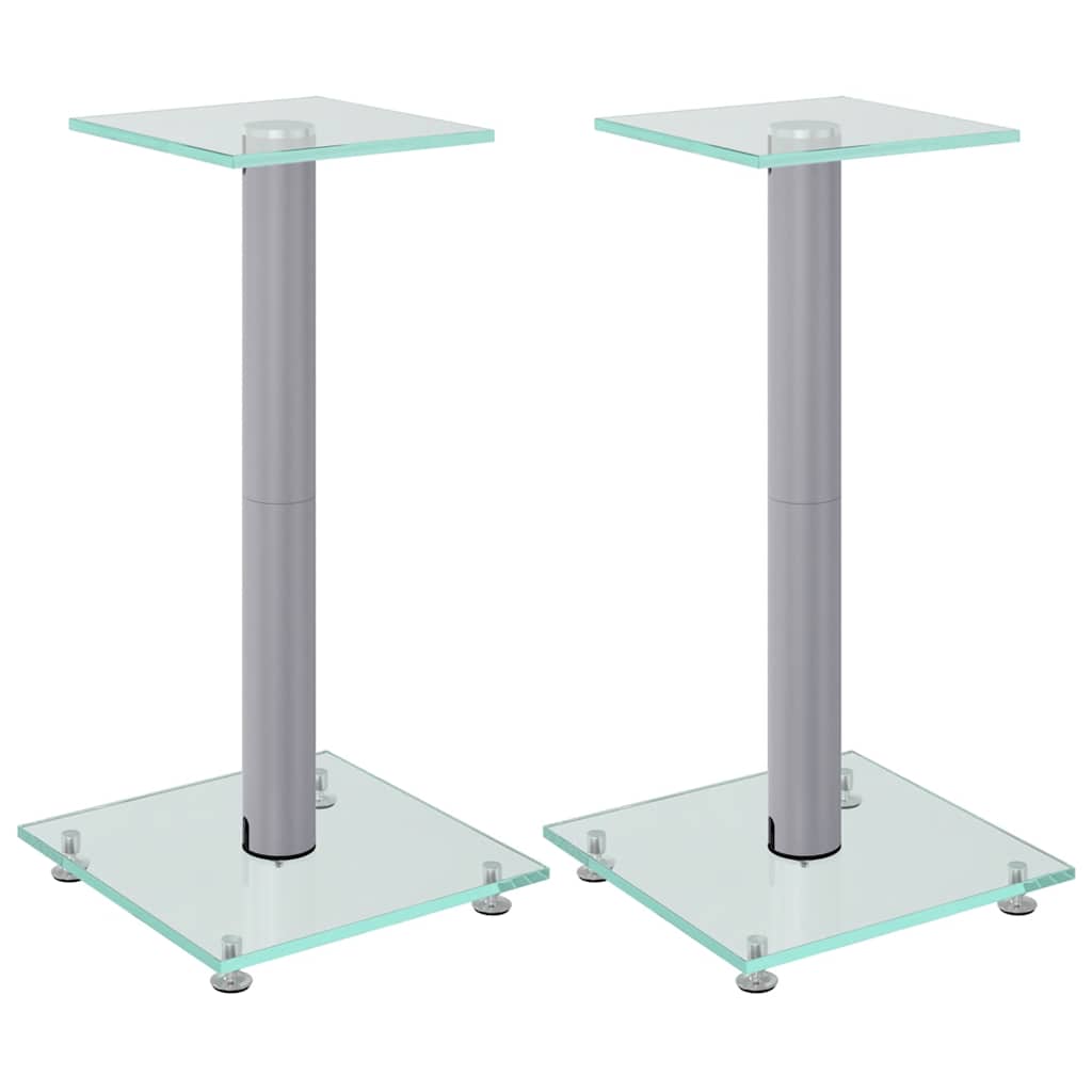 Vidaxl supports d'enceintes 2 pcs 1 pilier verre trempé couleur argent