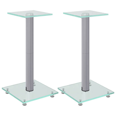 Vidaxl supports d'enceintes 2 pcs 1 pilier verre trempé couleur argent