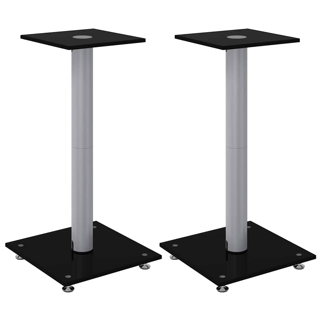 Vidaxl supports d'enceintes 2 pcs 1 pilier verre trempé noir et argent