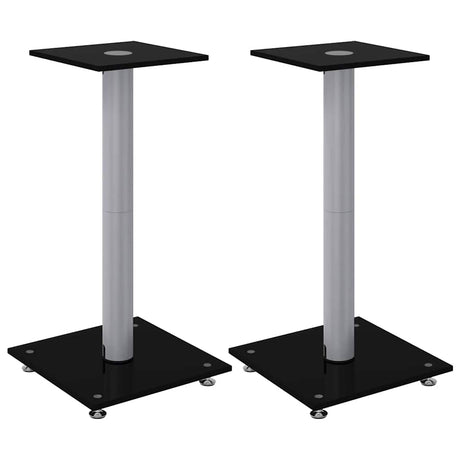 Vidaxl supports d'enceintes 2 pcs 1 pilier verre trempé noir et argent