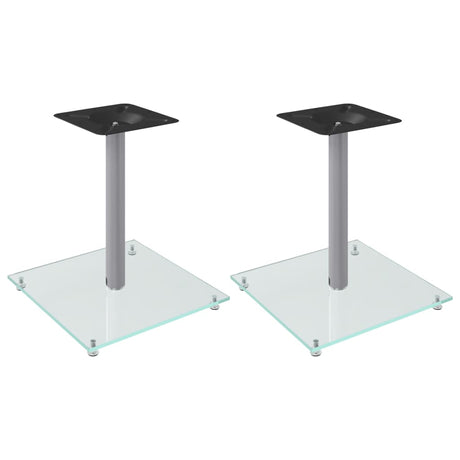 Vidaxl supports d'enceintes 2 pcs 1 pilier verre trempé couleur argent