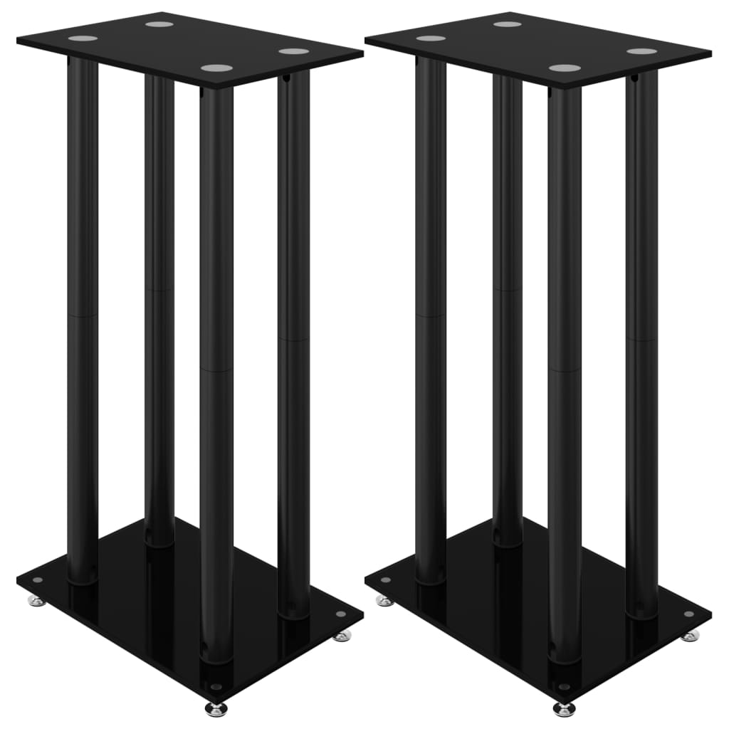 Vidaxl supports d'enceintes 2 pcs 4 piliers verre trempé noir