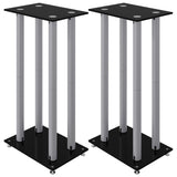 Vidaxl supports d'enceintes 2 pcs 4 piliers verre trempé noir argent
