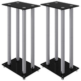 VIDAXL LOUDSPEAKER STANDARDER 2 PCS 4 Søjler Hærdet glas Sort sølv