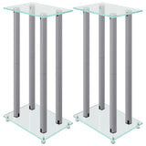 Vidaxl supports d'enceintes 2 pcs 4 piliers verre trempé couleur argent