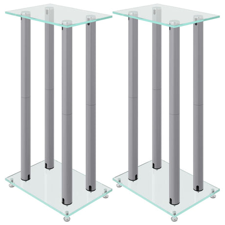 Vidaxl supports d'enceintes 2 pcs 4 piliers verre trempé couleur argent