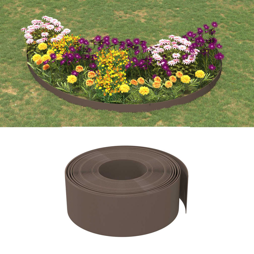 Vidaxl bordure de jardin 10 m 20 cm polyéthylène marron