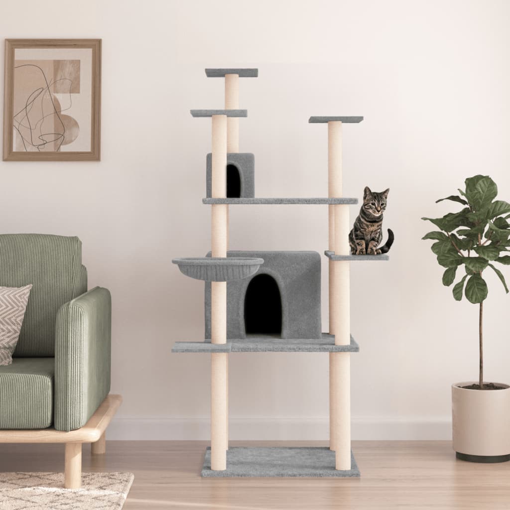 Vidaxl meuble pour chat avec griffoirs en sisal 166 cm gris clair