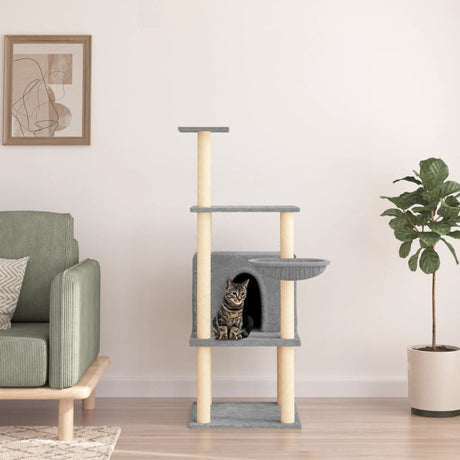 Vidaxl meuble pour chat avec griffoirs en sisal 132 cm gris clair