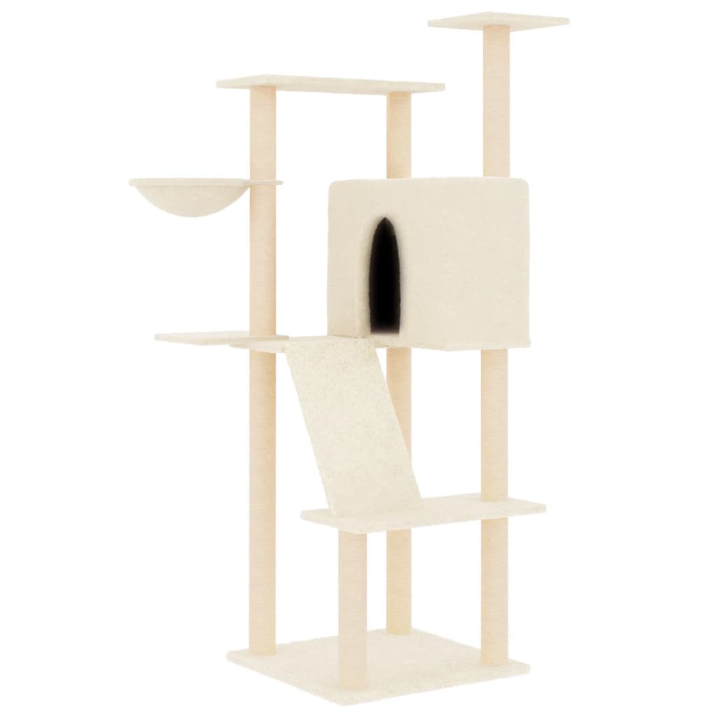 Vidaxl meuble pour chat avec griffoirs en sisal 143 cm couleur crème