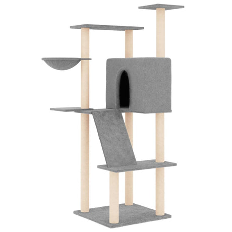 Vidaxl meuble pour chat avec griffoirs en sisal 143 cm gris clair