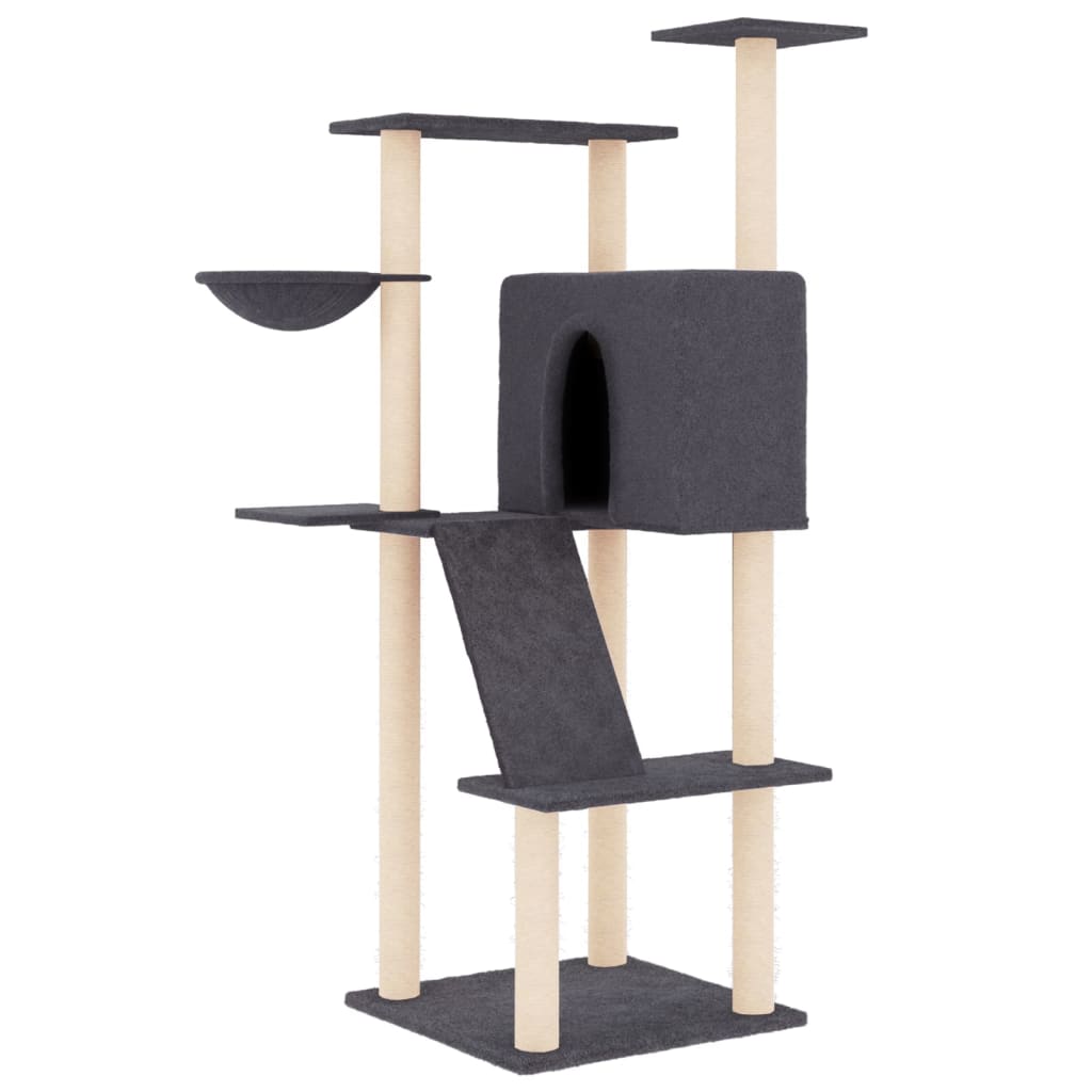 Vidaxl meuble pour chat avec griffoirs en sisal 143 cm gris foncé
