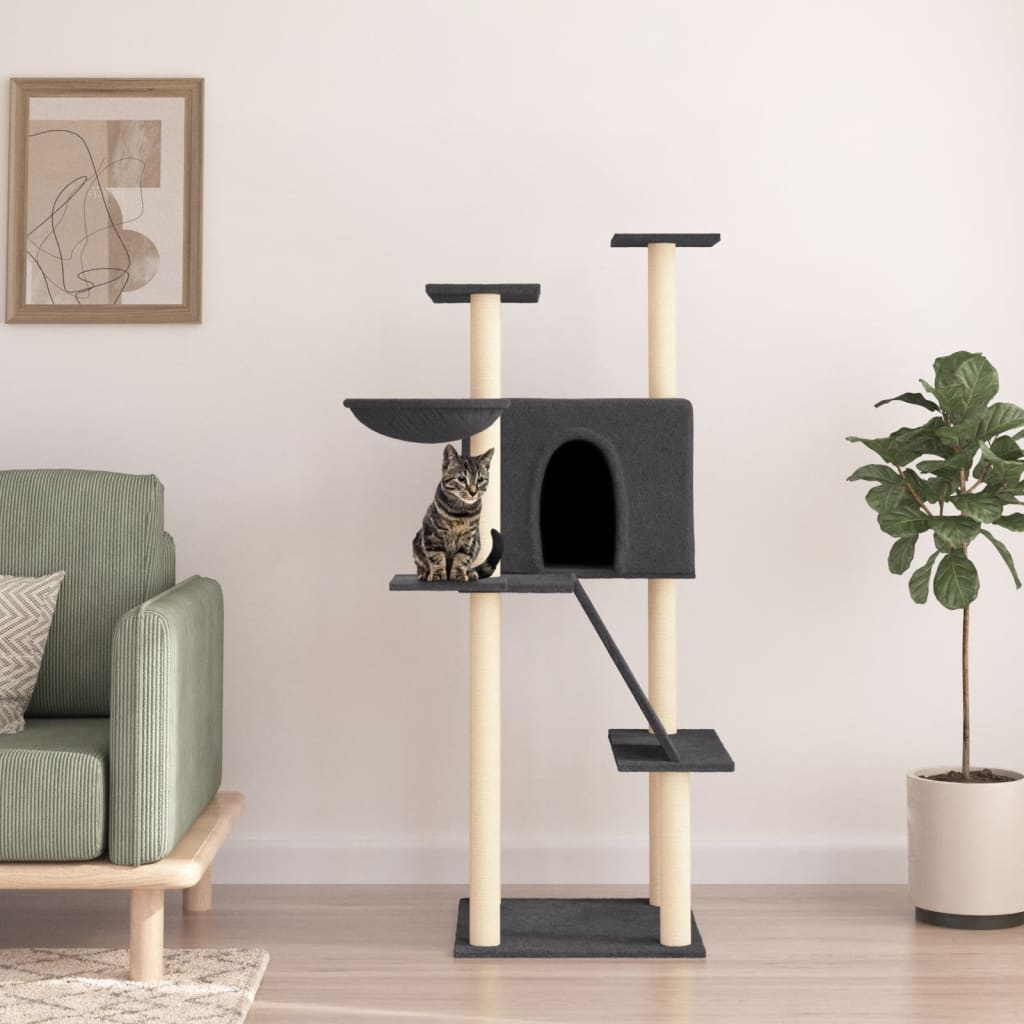 Vidaxl meuble pour chat avec griffoirs en sisal 143 cm gris foncé