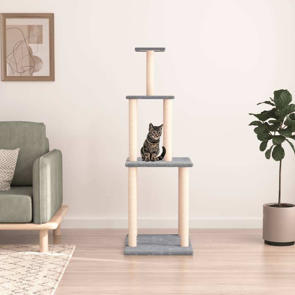 Vidaxl kattmöbler med sisal skrapande stolpar 149 cm ljusgrå