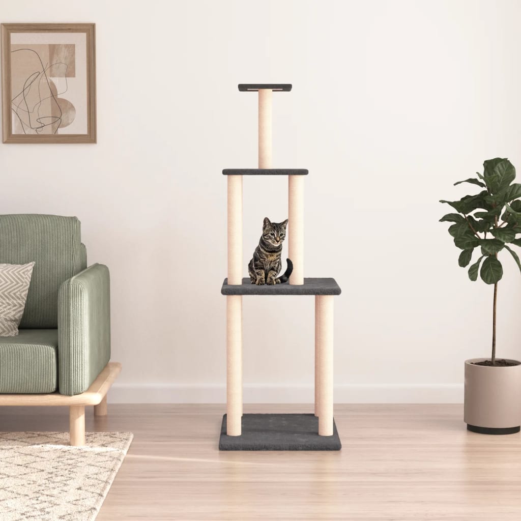 Vidaxl meuble pour chat avec griffoirs en sisal 149 cm gris foncé