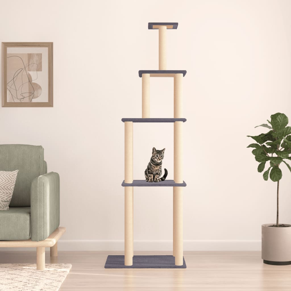 Vidaxl meuble pour chat avec griffoirs en sisal 183 cm gris foncé
