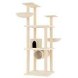 Vidaxl meuble pour chat avec griffoirs en sisal 141 cm couleur crème