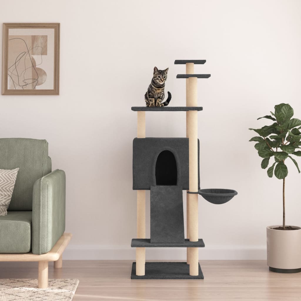 Vidaxl meuble pour chat avec griffoirs en sisal 153 cm gris foncé