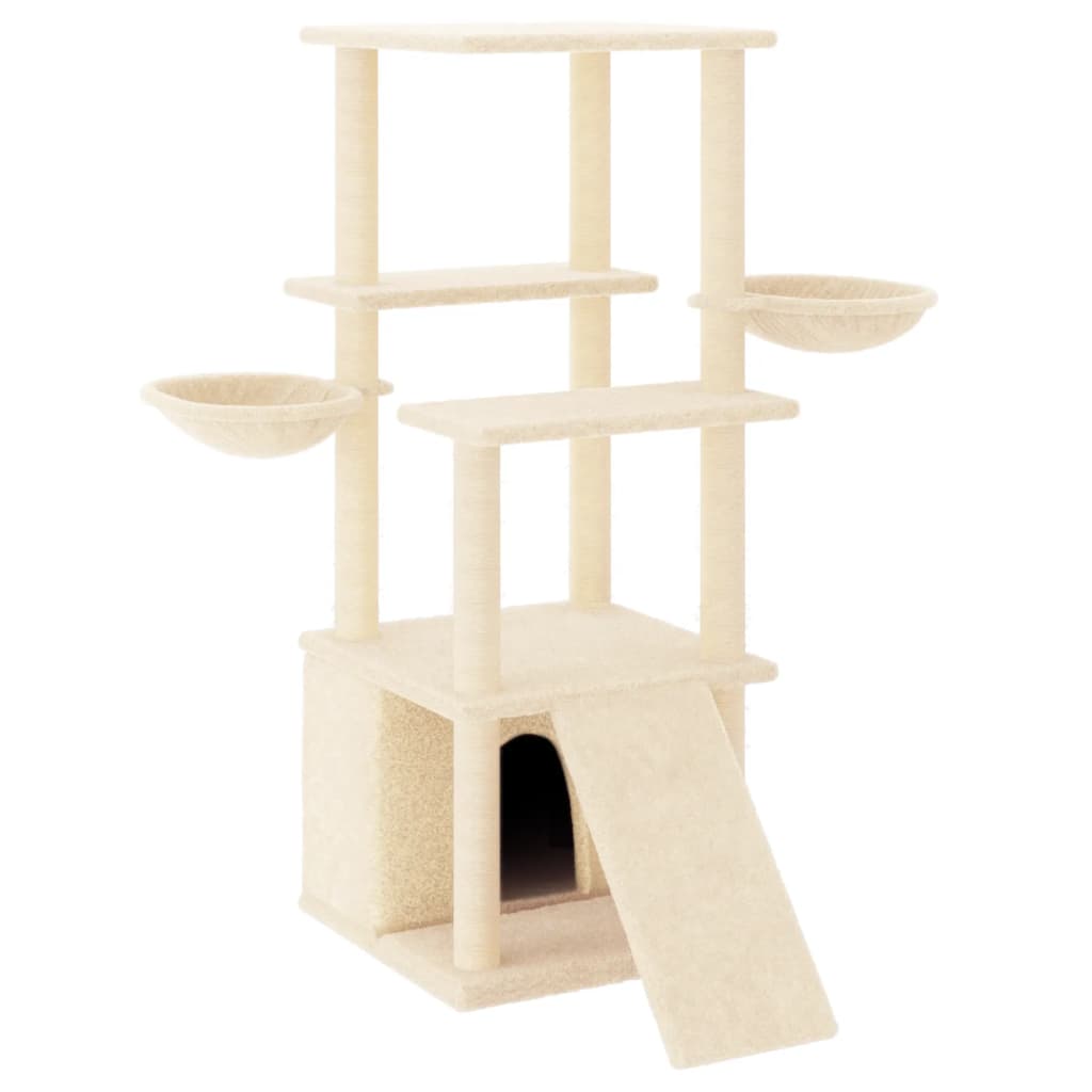 Vidaxl meuble pour chat avec griffoirs en sisal 133 cm couleur crème