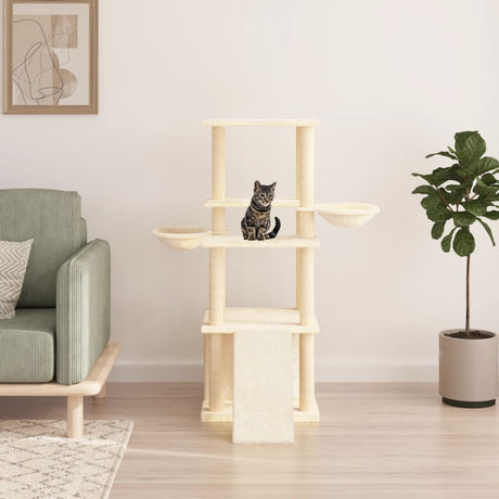 Vidaxl meuble pour chat avec griffoirs en sisal 133 cm couleur crème