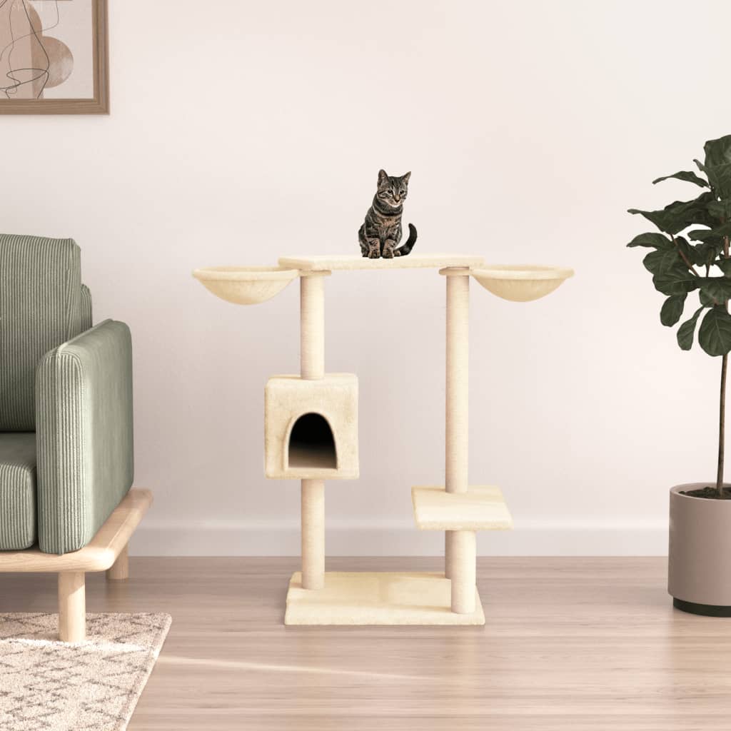 Nábytek Vidaxl Cat s poškrábajícími sloupky 82 cm krémový