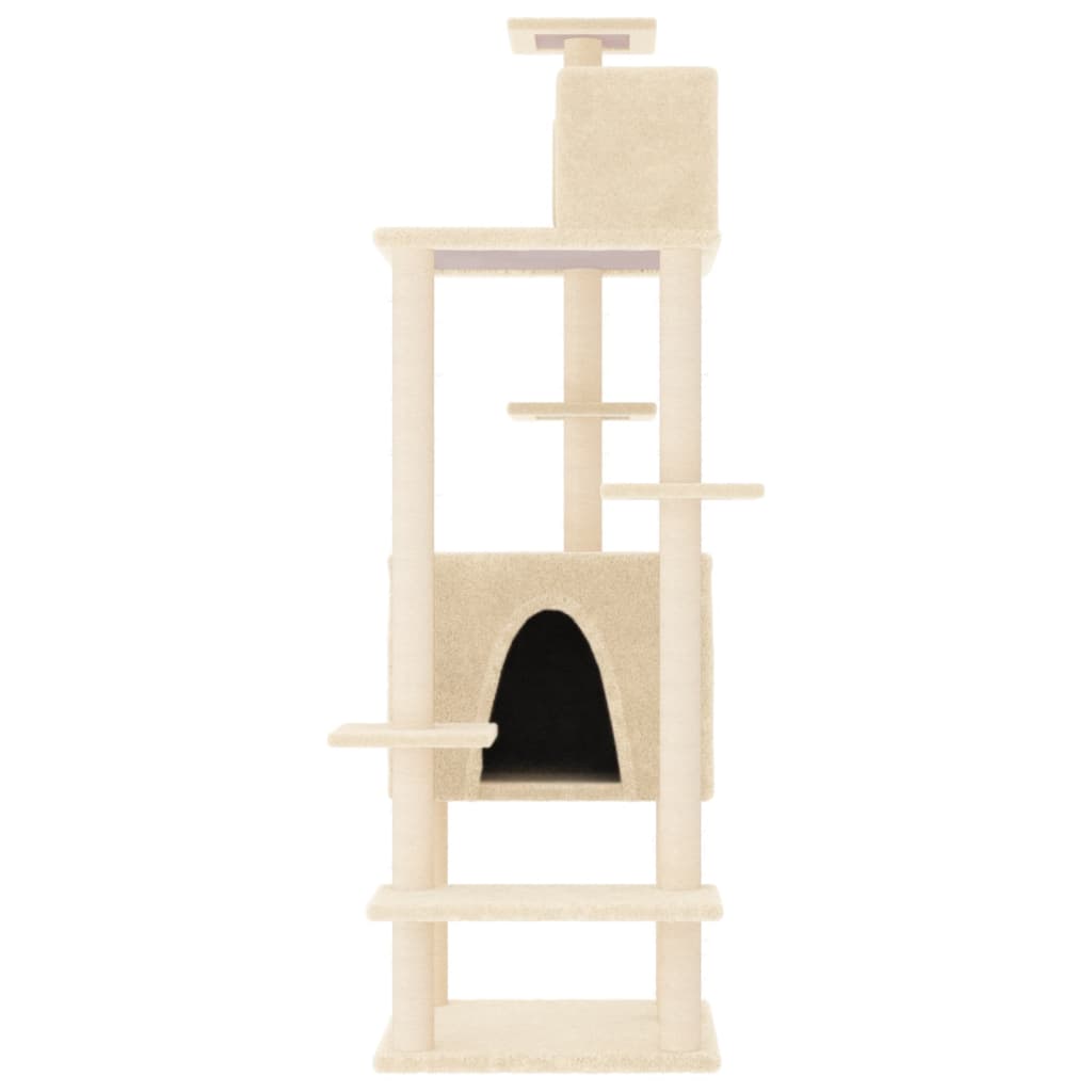 Vidaxl meuble pour chat avec griffoirs en sisal 154 cm couleur crème