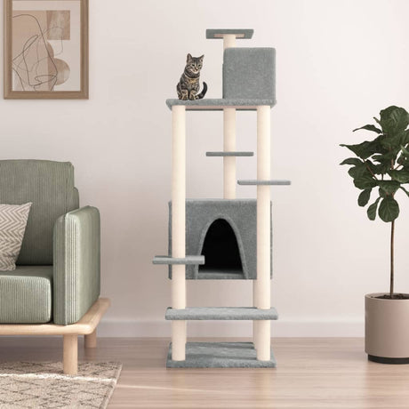 Vidaxl meuble pour chat avec griffoirs en sisal 154 cm gris clair