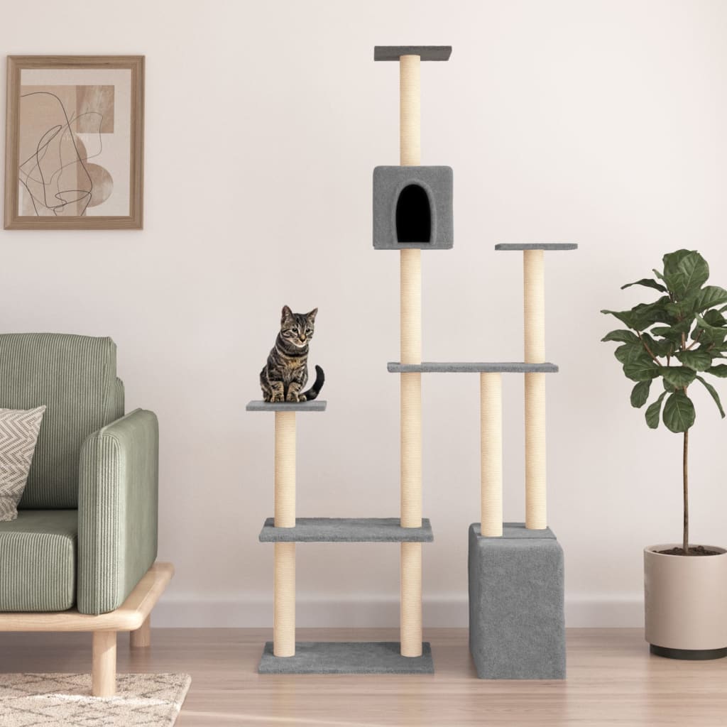 Vidaxl meuble pour chat avec griffoirs en sisal 180 cm gris clair