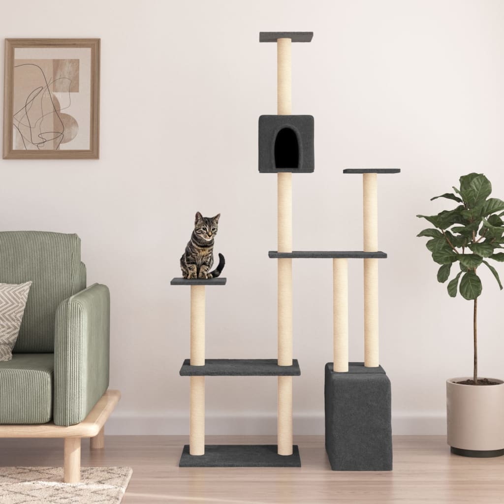 Vidaxl meuble pour chat avec griffoirs en sisal 180 cm gris foncé