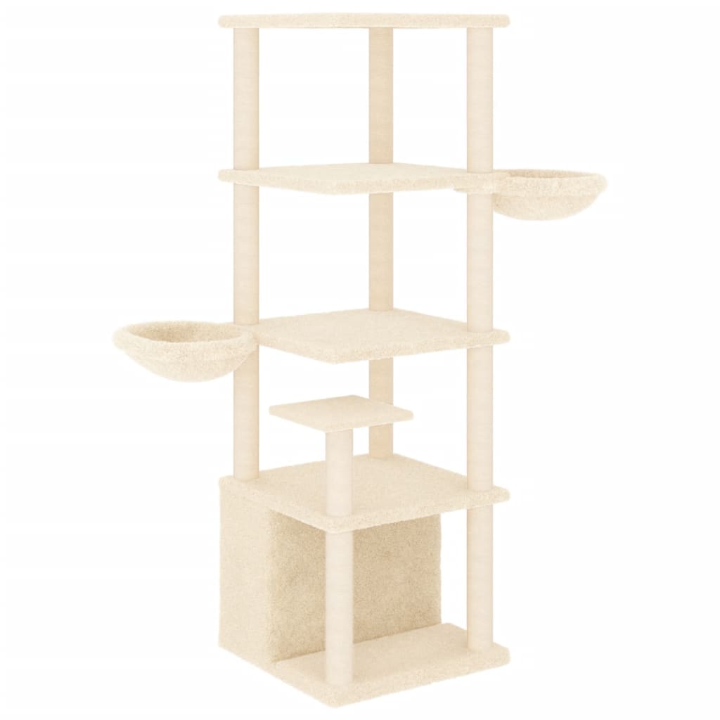 Vidaxl meuble pour chat avec griffoirs en sisal 147 cm couleur crème