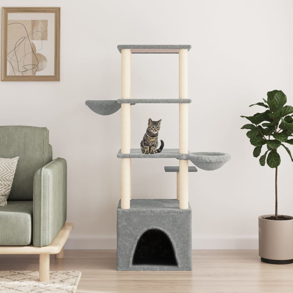 Vidaxl meuble pour chat avec griffoirs en sisal 147 cm gris clair