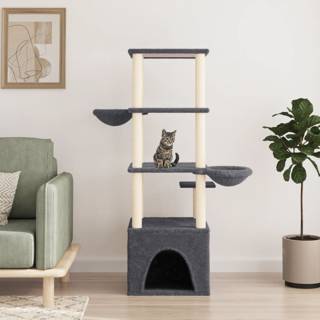 Vidaxl meuble pour chat avec griffoirs en sisal 147 cm gris foncé