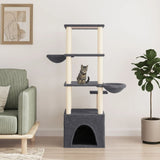 Vidaxl meuble pour chat avec griffoirs en sisal 147 cm gris foncé