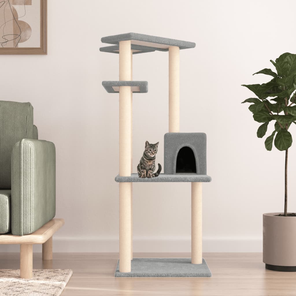 Vidaxl Cat Furniture avec Sisal Scratch Posts 123 cm Gris clair