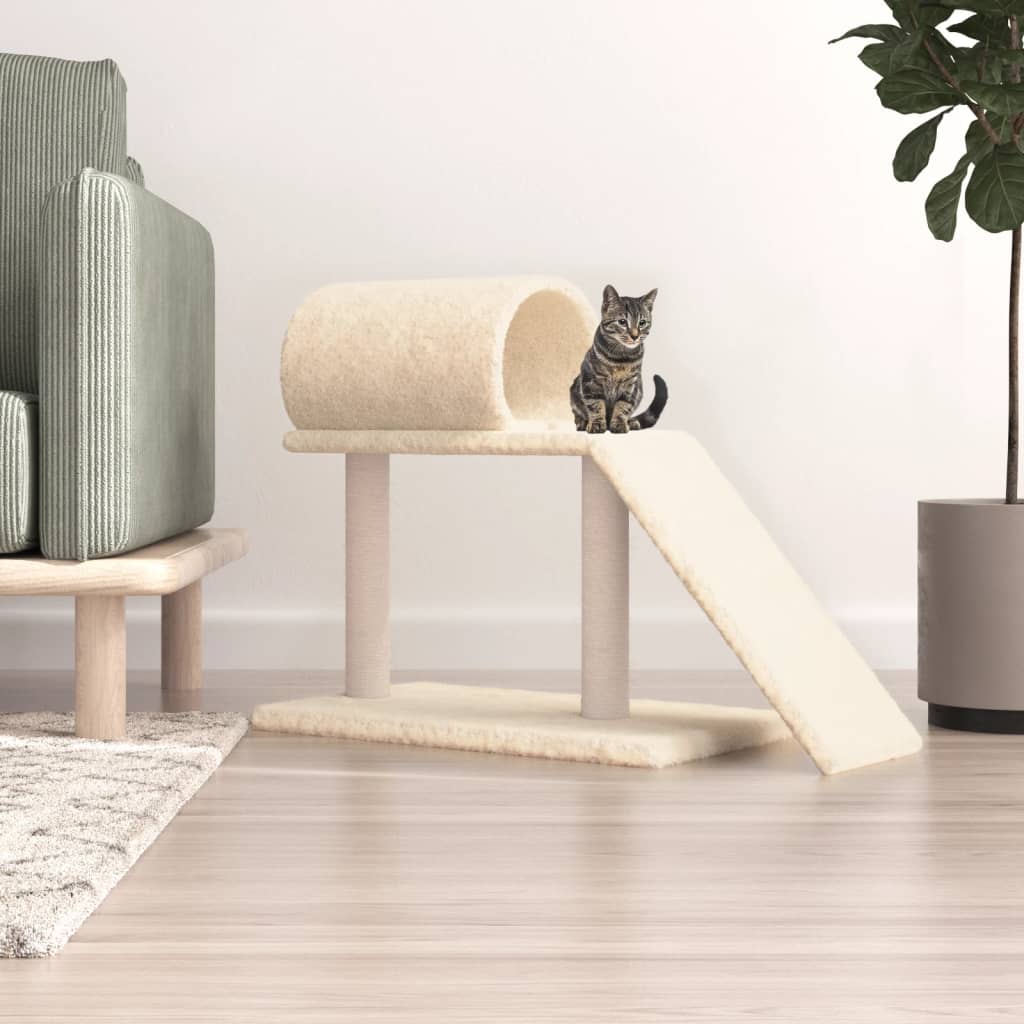 VidaXL cat furniture with tunnel and ladder 55.5 cm cream -colored