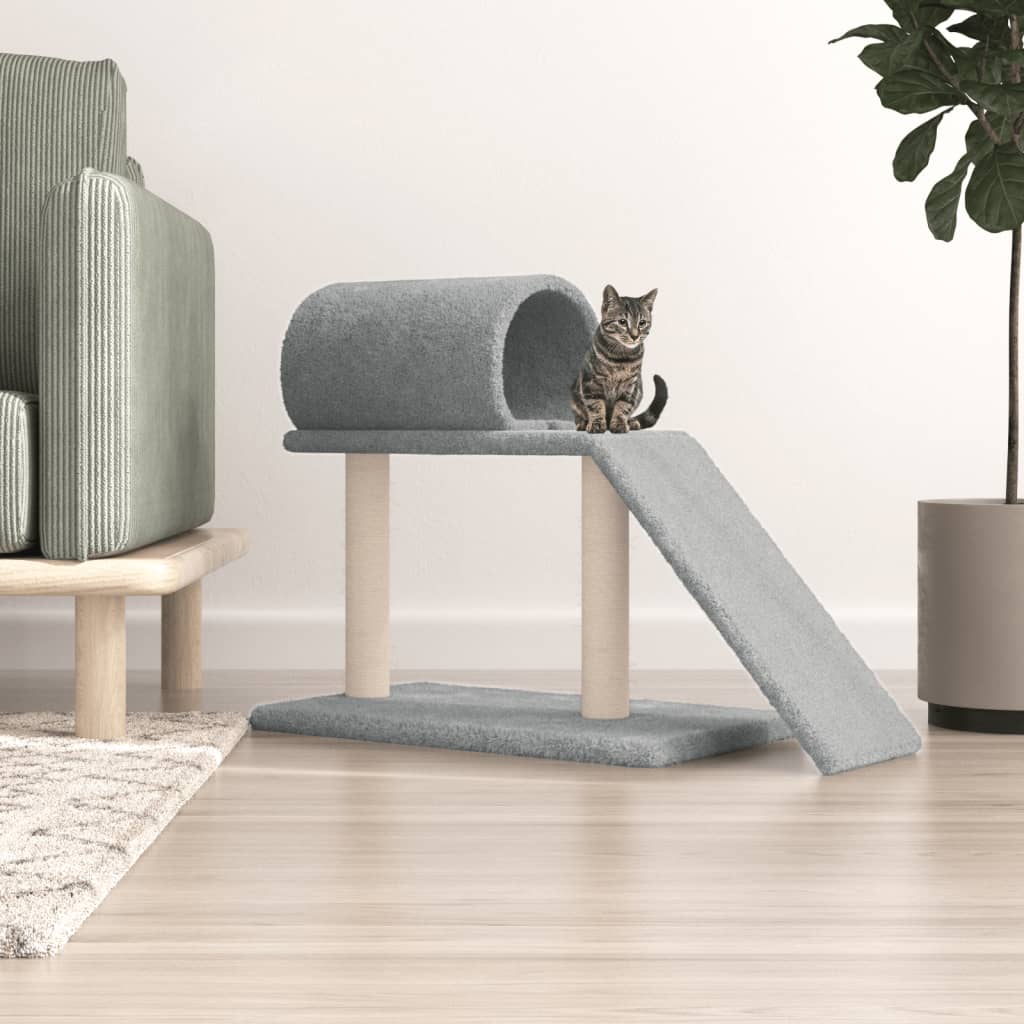 Vidaxl cat furniture with tunnel and ladder 55.5 cm light gray