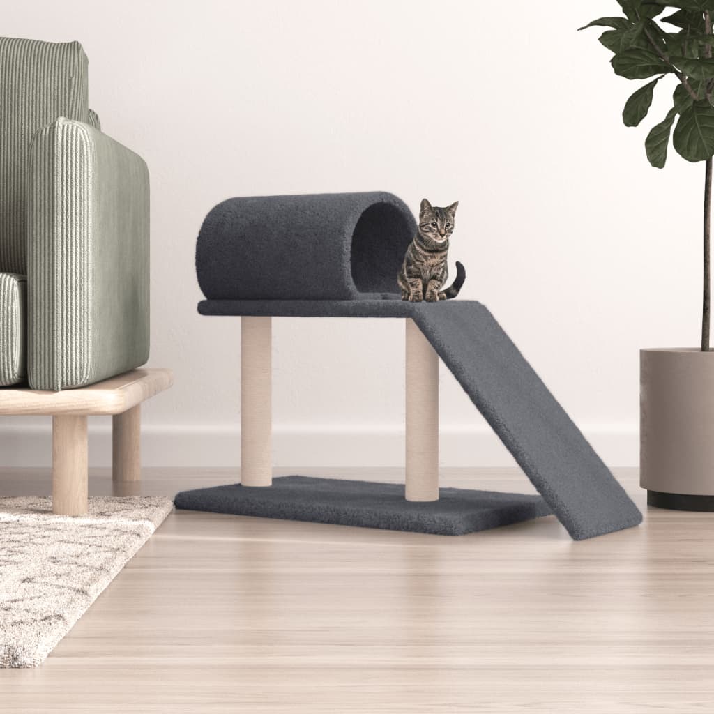 Meubles de chat vidaxl avec tunnel et échelle 55,5 cm gris foncé