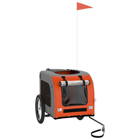 Vidaxl Dog Bike Trailer Oxford Fabric et Iron Orange and Gray