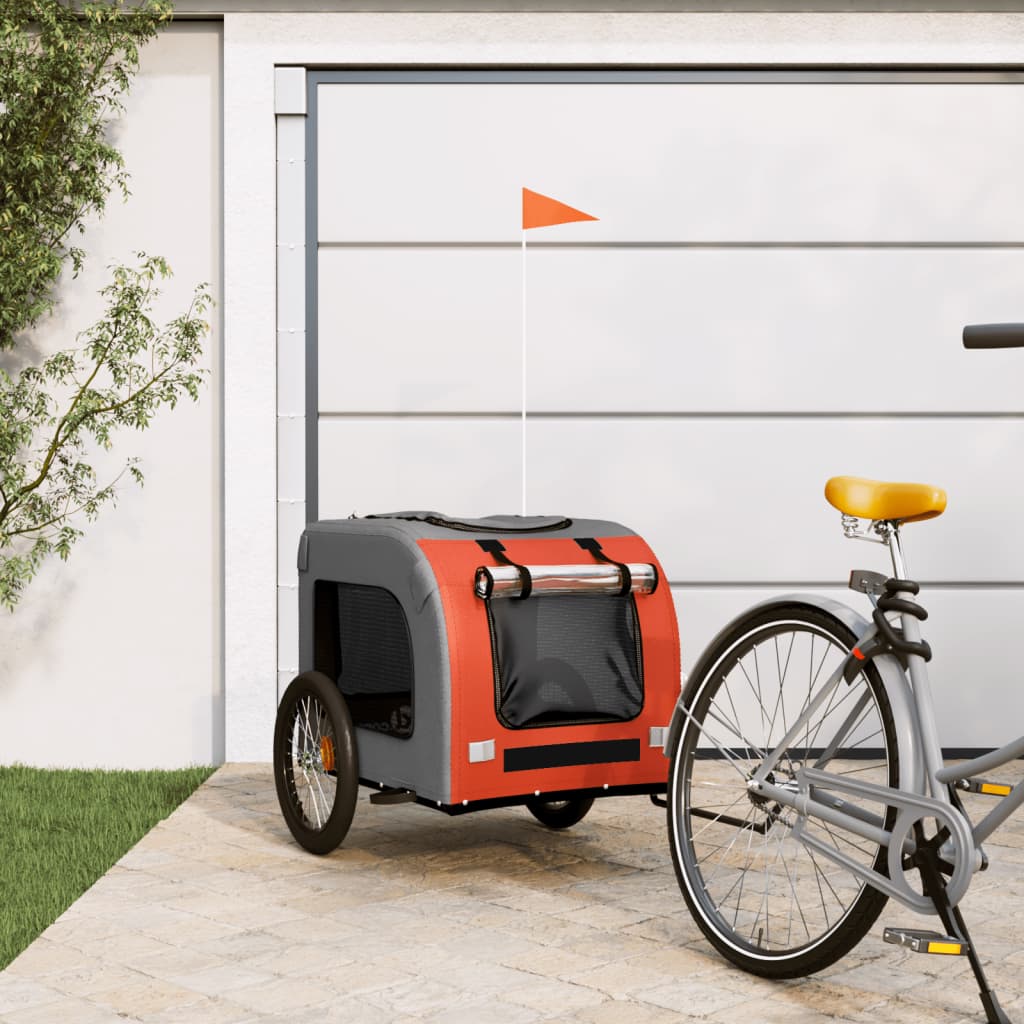 Vidaxl Dog Bike Trailer Oxford Fabric und Eisenorange und Grau