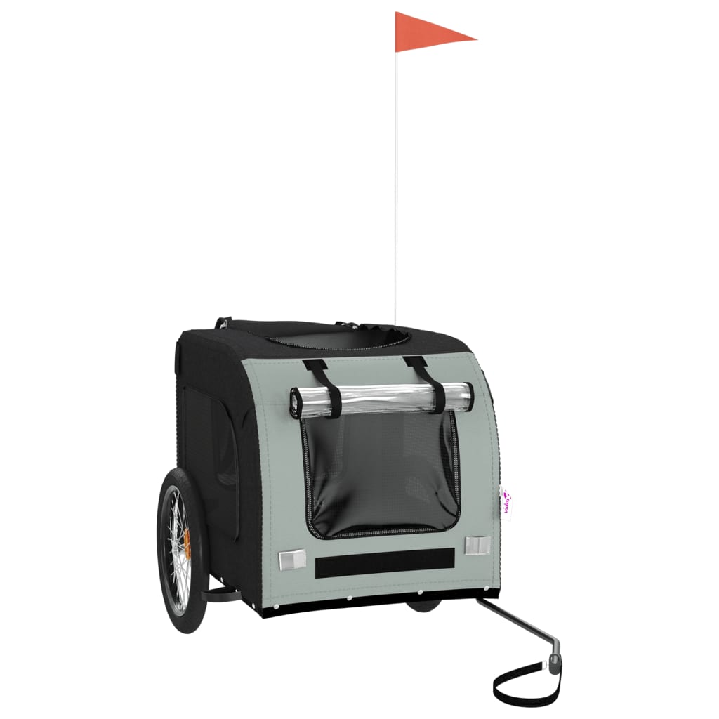 Vidaxl Dog Bike Trailer Oxford Fabric et Fer Grey and Black