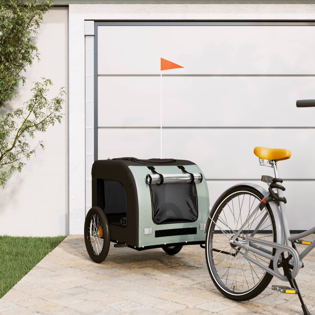 Vidaxl Dog Bike Trailer Oxford Fabric et Fer Grey and Black