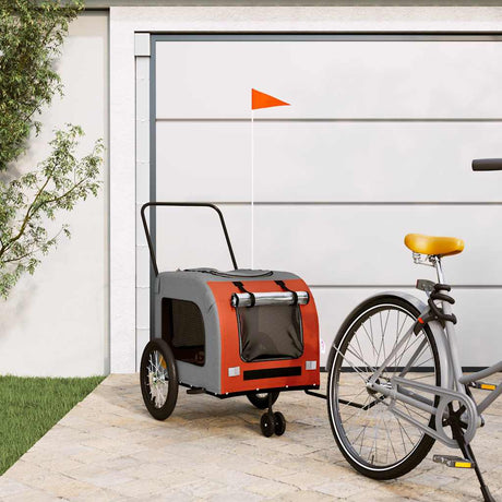 Vidaxl Dog Bike Trailer Oxford Fabric et Iron Orange and Gray