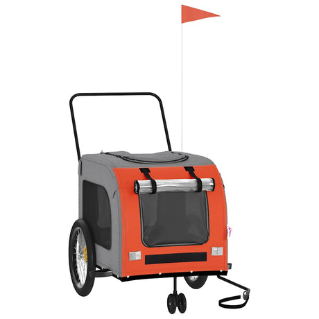 Vidaxl Dog Bike Trailer Oxford Fabric et Iron Orange and Gray
