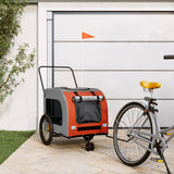 Vidaxl Dog Bike Trailer Oxford Fabric et Iron Orange and Gray