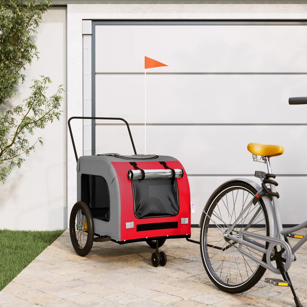 VidaXL Dog bike trailer Oxford fabric and iron red and gray