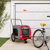 Vidaxl Dog Bike Trailer Oxford Fabric et fer rouge et gris