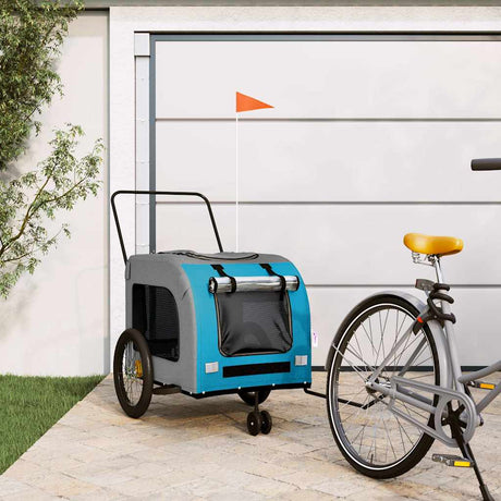 VidaXL remorque vélo pour chien tissu oxford et fer bleu et gris