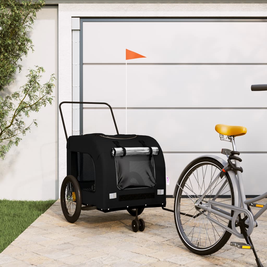 Vidaxl Dog Bike Trailer Tessuto Oxford e Iron Black